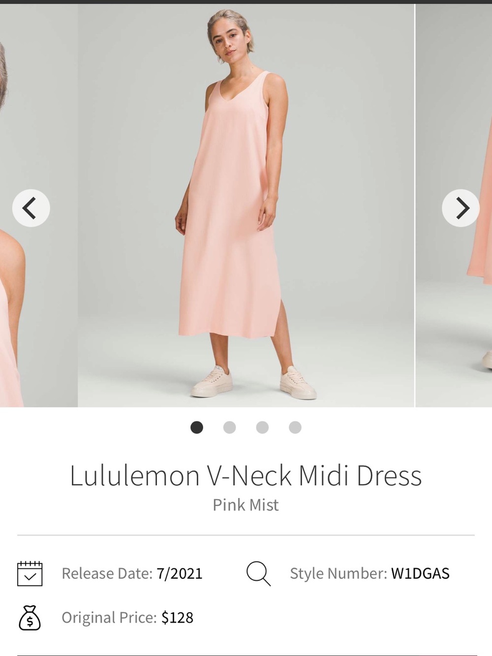 lululemon athletica Sleeveless V-Neck Midi Dress in Pink Mist